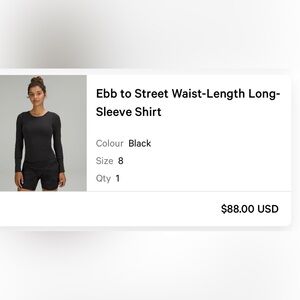Lululemon ebb to street long sleeve